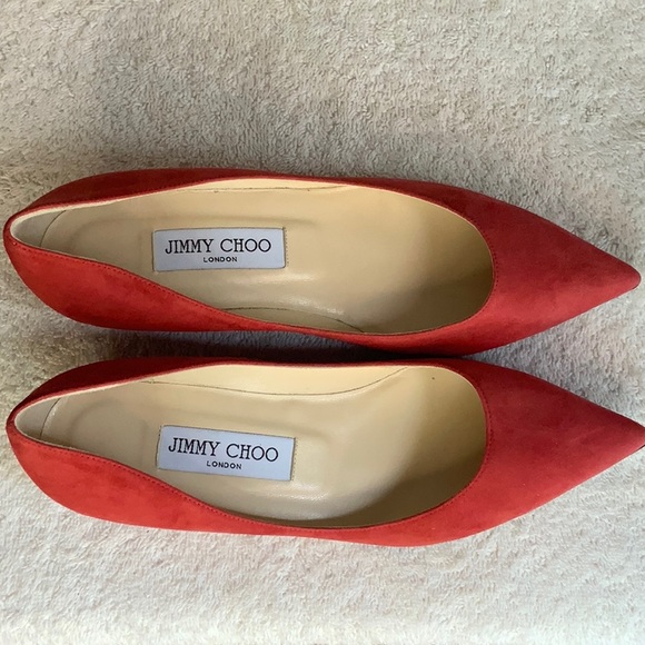 Jimmy Choo Red Suede Flats with a Pointed Toe (EU 36.5 /US 6.5) - Picture 5 of 6